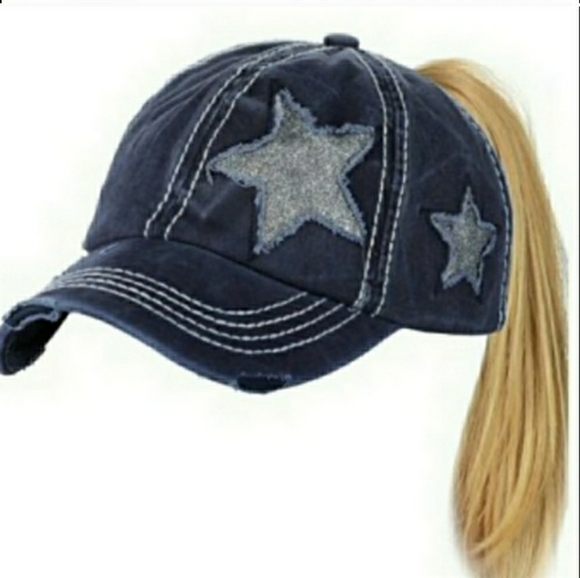 C.C. Distressed Glitter Star Caps - Picture 3 of 5